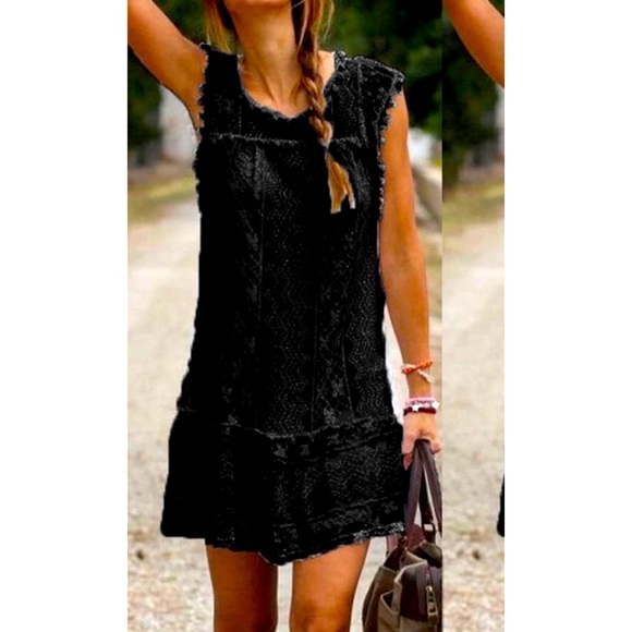 Various Dresses & Skirts - Women’s Black Lace Overlay Dress Sz XS